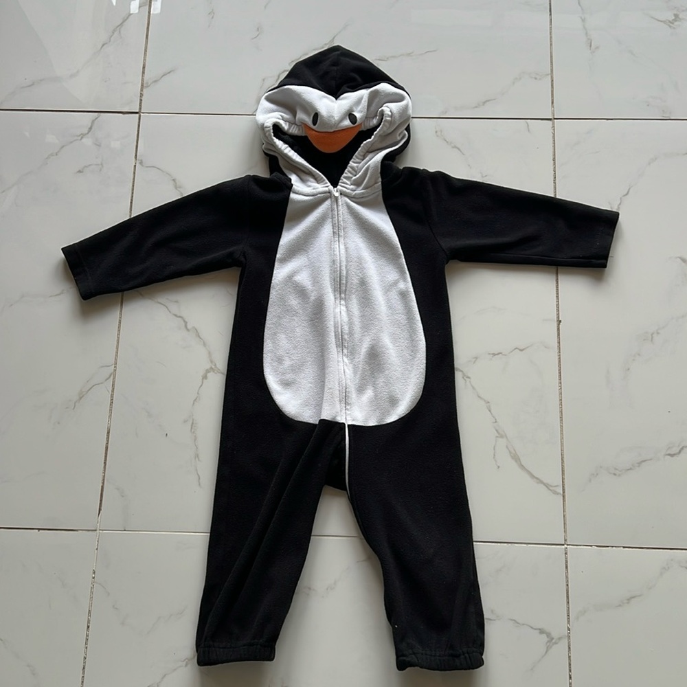 Fleece Penguin Zip-Up One Piece (24m)